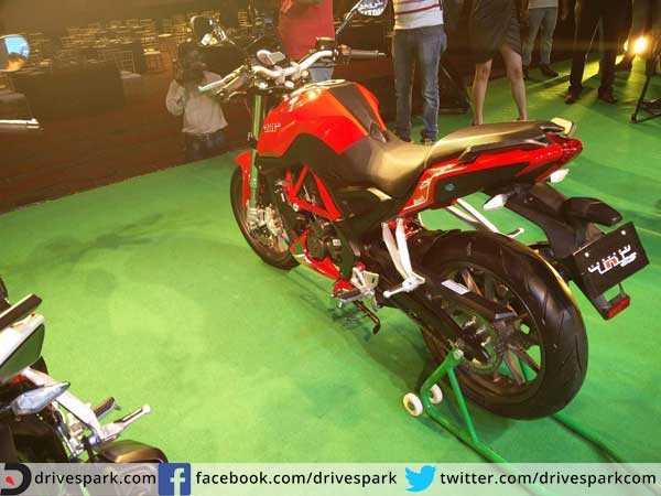benelli tnt25 launched in india rear profile