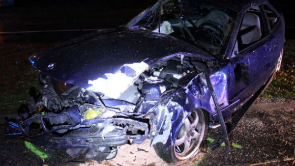 bmw crash germany destroyed three trees