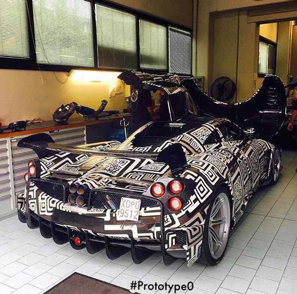 pagani huayra bc spy shot rear profile