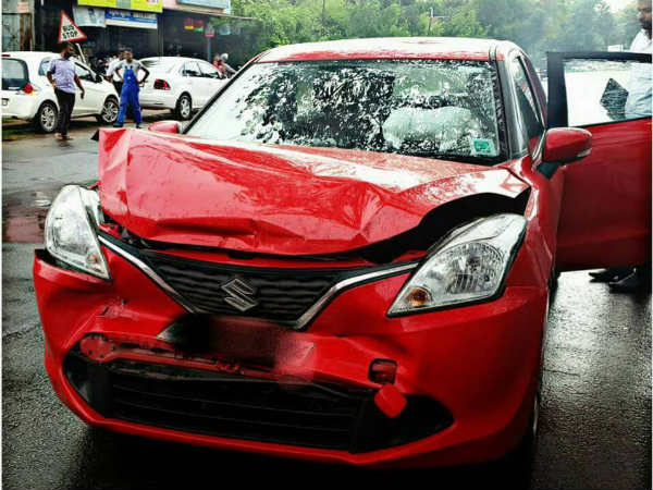 maruti baleno front end after crash