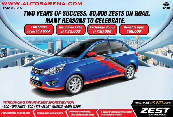 tata zest sportz launched