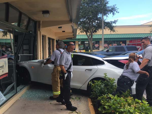 Tesla Model S Crashes Into A Gym