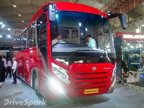 MG Group Unveils Columbus Tarmac Bus, Launches Mammoth At Bus World India 2016 