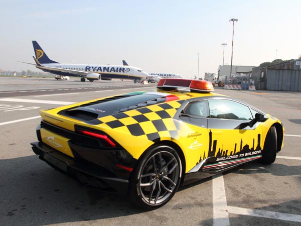 Lamborghini Huracan Is The Follow Me Vehicle For Airplanes At Bologna Airport