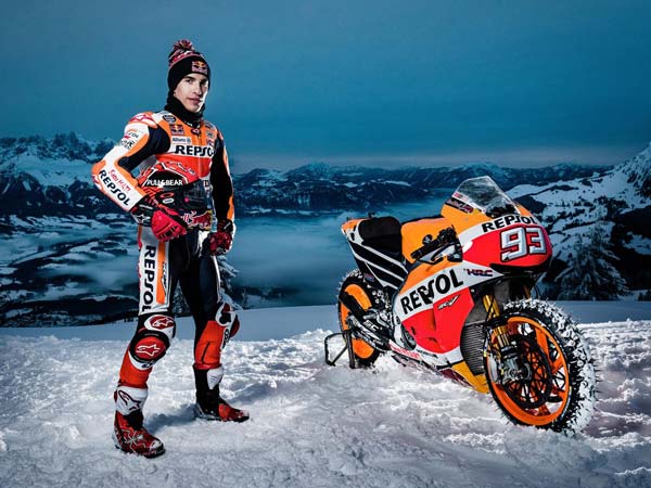 Video: Marc Marquez Rides His Honda MotoGP Bike Up A Ski Course