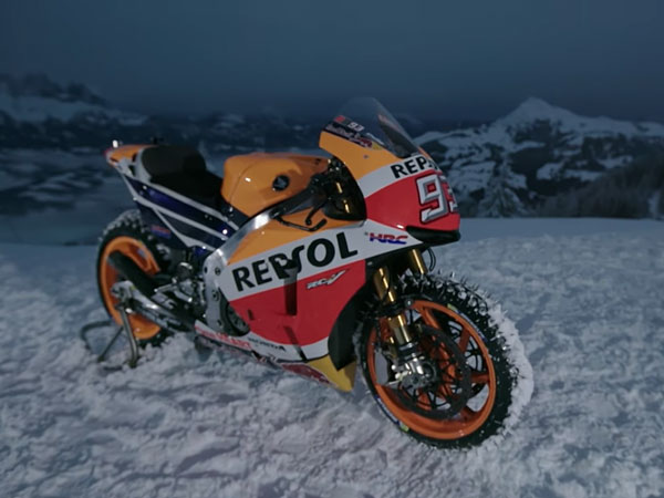 Video: Marc Marquez Rides His Honda MotoGP Bike Up A Ski Course