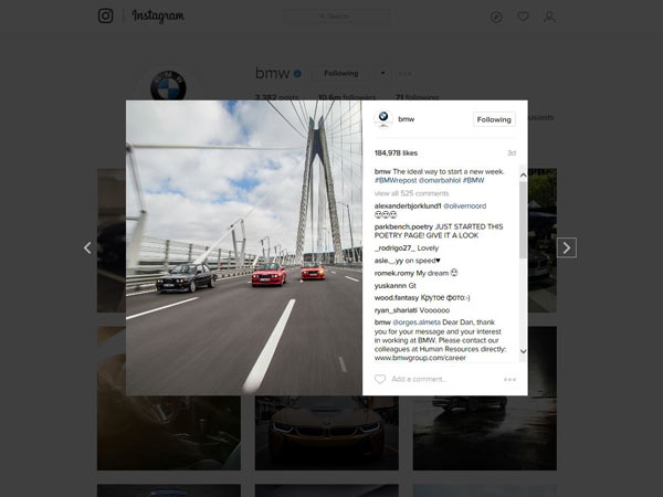 BMW Is The Most Successful Instagram Channel Automotive Brand