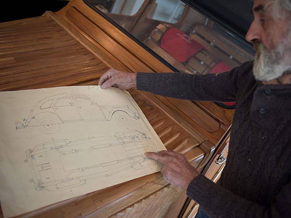 French Carpenter Builds Full Size Wooden Replica Car And It Works