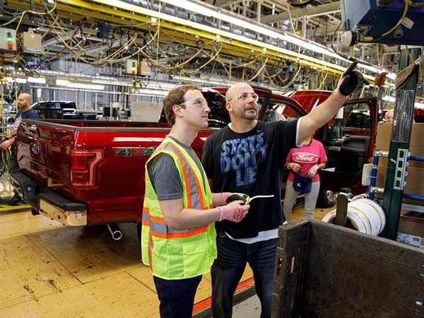 Mark Zuckerberg Visits Ford Assembly Plant In The U.S