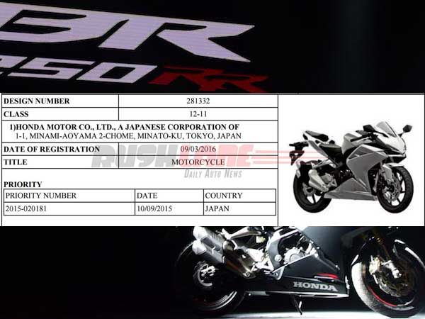 New Honda CBR250RR Patented In India