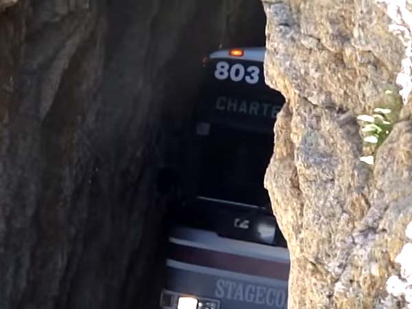 Watch This Talents Bus Driver Pass Through A Narrow Rock Tunnel