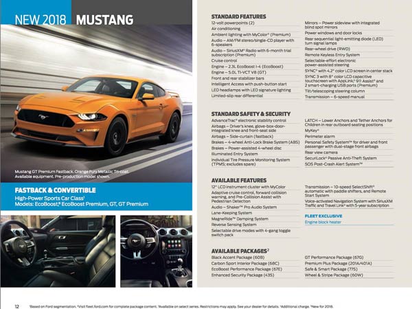 2018 Ford Mustang Brochure Leaked — Here’s A List Of Goodies You Can Expect