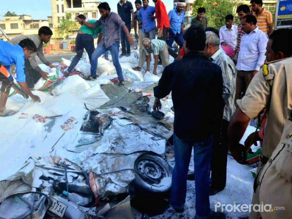  Maruti Swift Crushed In A Freak Accident