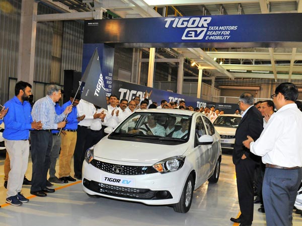 Tata Tigor Electric Vehicle (EV) Rolls-Out From Sanand Plant In India