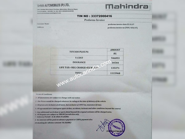 Mahindra TUV300 Plus P4 Price In India Revealed