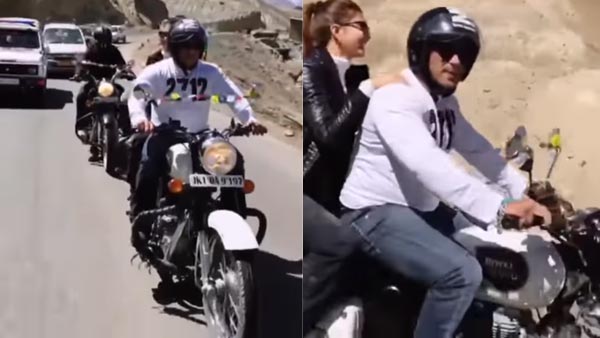 Salman Khan And Jacqueline Fernandez Ride Royal Enfield In Ladakh
