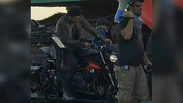 Actor Prabhas Spotted On A Triumph Street Triple RS During Movie Shoot