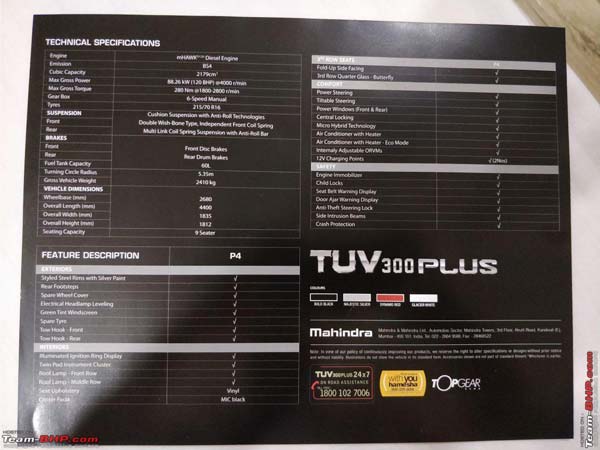 New Mahindra TUV 300 Plus Details Leaked; Launch Expected Soon