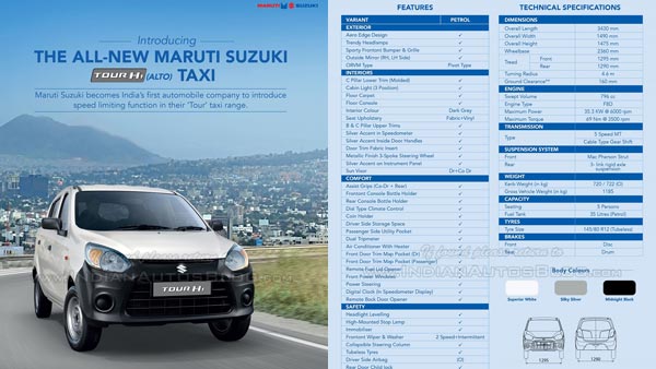 Maruti Tour H1 (Alto Taxi) Brochure Leaked - Variants And Features Revealed