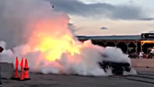 Ford Mustang Burnout Fails And Catches Fire — No Crowd Was Harmed In The Process