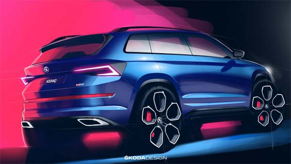 Skoda Kodiaq RS Official Sketches Revealed Ahead Of Global Debut