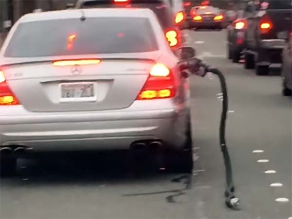 Mercedes-Benz Driven Around With Fuel Nozzle