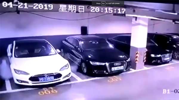 Tesla Model S Bursts Into Flames While Parked 