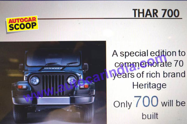 Mahindra Thar Signature Edition Details 