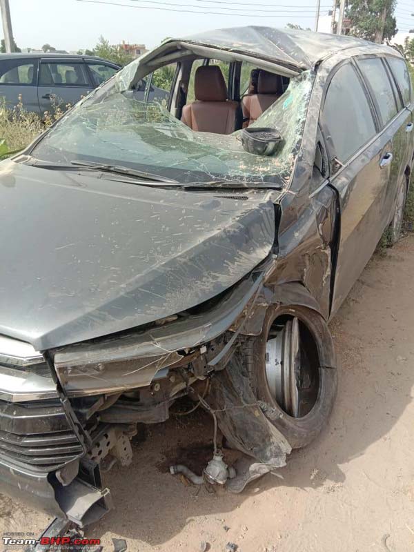 Toyota Innova Rolls Over Thrice In Crash