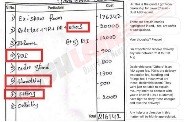 Jawa Dealer Adds Handling Charges Of Rs 9000: Customer Complains To CEO