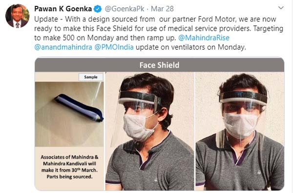 Mahindra Starts Manufacturing New Face Shields — Protection Against COVID-19