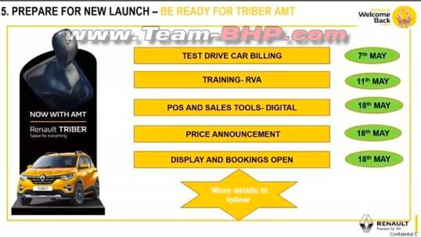 Renault Triber AMT India Launch On May 18: Will Rival The Datsun GO+ CVT