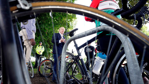 British PM Boris Johnson Rides Hero Bicycle At Launch Of UK’s Cycling & Walking Initiative