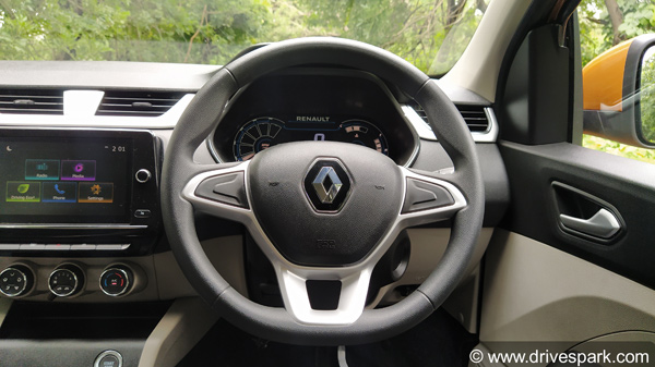 the Triber AMT gets a traditional gear lever that gives the driver the option of manual shifting.