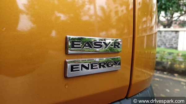 the Triber AMT gets a traditional gear lever that gives the driver the option of manual shifting.