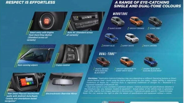 Toyota Urban Cruiser SUV Brochure Leaked Ahead Of Launch: Reveals Fresh Details, Colour Options, Specs And Features