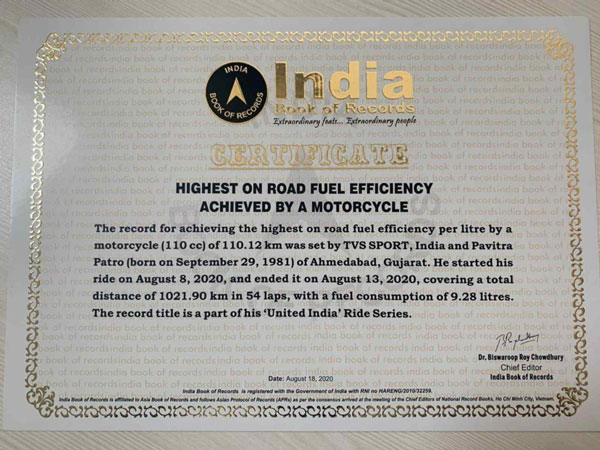 TVS Sport BS6 Mileage Of 110.12Kmpl Added To Asia Book Of Records: Second Time In A Row!