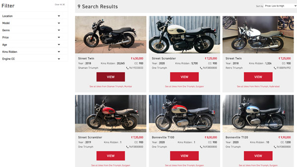 Triumph Motorcycles Launches Pre-Owned Sales In India: Warranty, RSA & Other Details