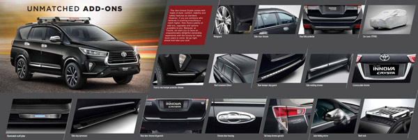 New Toyota Innova Crysta Accessories Revealed: Interior, Exterior Add-Ons & Other Details