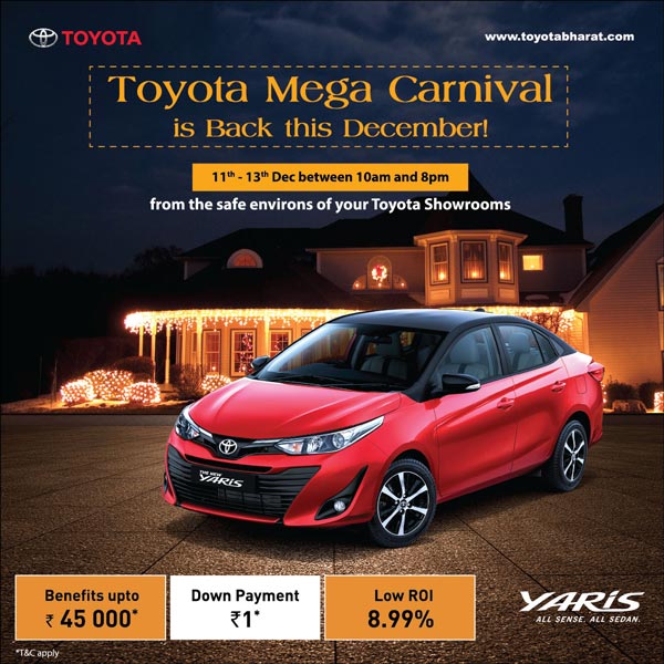 Toyota Announces New Finance Schemes Mega Carnival On All Models: Offers, Interest & Other Details