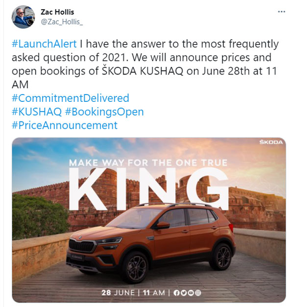 Skoda Kushaq India Launch On June 28