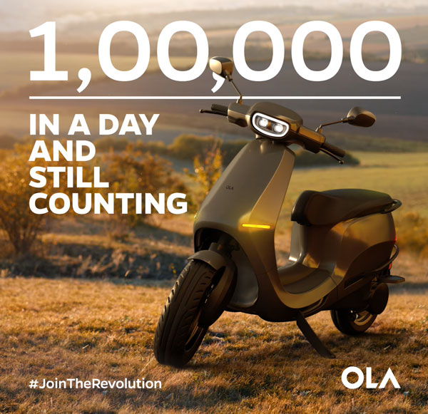 Ola Electric Scooter Bookings Cross One Lakh In 24 Hours