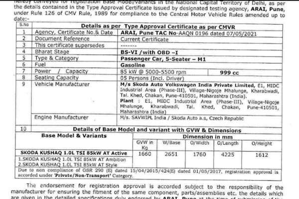 Skoda Kushaq Active Automatic Launch Soon: Base Variant To Become Available With 6 Speed AT