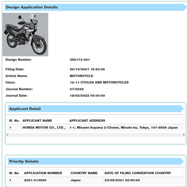 Honda CRF190L Patented: To Rival Hero Xpulse 200 When Launched
