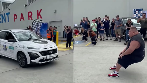 Man Pulls Five Hyundai Kona SUVs With His Teeth To Claim Guinness World Record