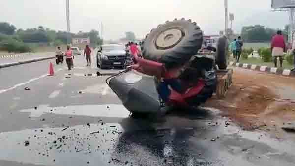Miracle On The Highway - Car Splits Tractor In Half