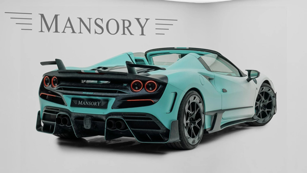mansory f8xx spider tempesta turchese rear three quarter profile