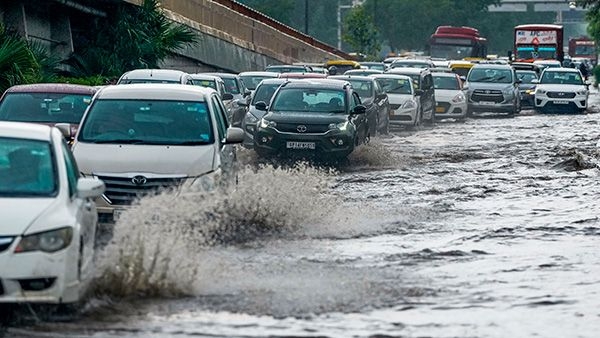 A flooded car in India during monsoon season