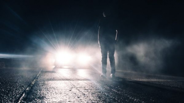 car headlights in fog