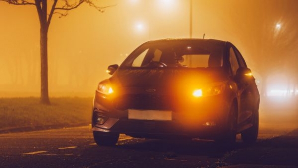 Car with hazard lights on